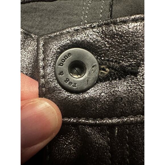 Rag & Bone 100% Lamb Soft Leather Skinny Pants Anthracite Black Size 27 Edgy - Picture 13 of 16